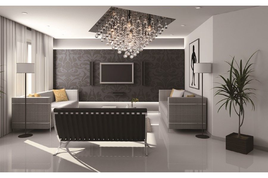 LANCASTER CRYSTAL krištáľový stropný luster čierny 7xE14/40W, 56x56cm